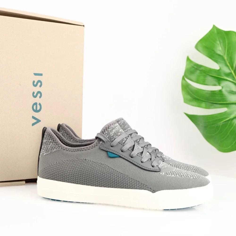 Vessi Womens Weekend Sneakers Size 8 Waterproof Gray Lace Up Comfort Shoes Low